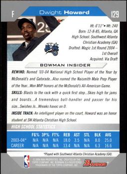 2004-05 Bowman #129 Dwight Howard Back