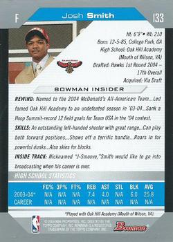 2004-05 Bowman #133 Josh Smith Back