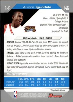 2004-05 Bowman #146 Andre Iguodala Back