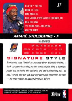 2004-05 Bowman Signature #17 Amare Stoudemire Back