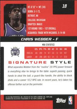 2004-05 Bowman Signature #18 Chris Webber Back