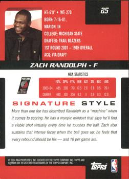 2004-05 Bowman Signature #25 Zach Randolph Back