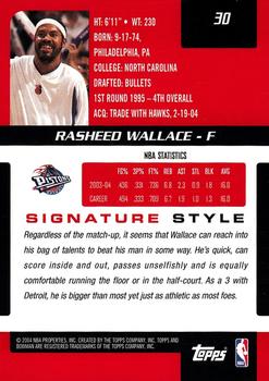 2004-05 Bowman Signature #30 Rasheed Wallace Back