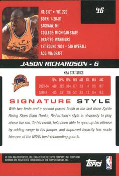 2004-05 Bowman Signature #46 Jason Richardson Back