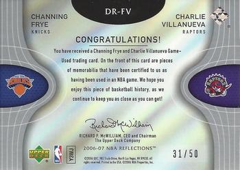 2006-07 Upper Deck Reflections - Dual Fabric Copper #DR-FV Channing Frye / Charlie Villanueva Back