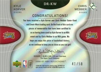 2006-07 Upper Deck Reflections - Dual Fabric Copper #DR-KW Kyle Korver / Chris Webber Back
