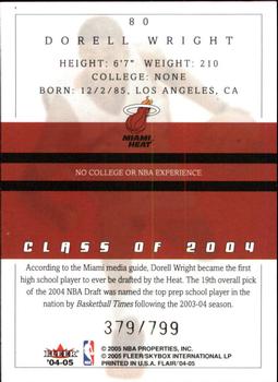 2004-05 Flair #80 Dorell Wright Back