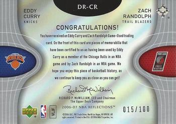 2006-07 Upper Deck Reflections - Dual Fabric Reflections Gold #DR-CR Eddy Curry / Zach Randolph Back