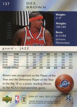 2006-07 Upper Deck Reflections - Gold #137 Dee Brown Back
