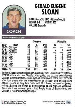 1994 Hoops Utah Jazz Team Night Sheet SGA #NNO Jerry Sloan Back