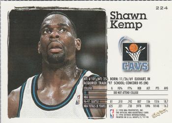 1997-98 Hoops Cleveland Cavaliers Team Night Sheet SGA #224 Shawn Kemp Back