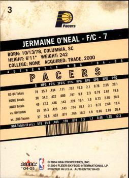 2004-05 Fleer Authentix #3 Jermaine O'Neal Back