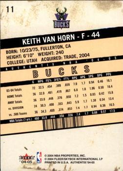 2004-05 Fleer Authentix #11 Keith Van Horn Back