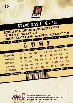 2004-05 Fleer Authentix #12 Steve Nash Back
