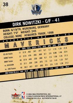 2004-05 Fleer Authentix #38 Dirk Nowitzki Back