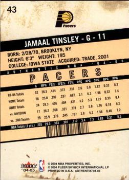 2004-05 Fleer Authentix #43 Jamaal Tinsley Back