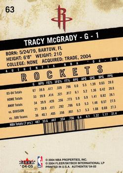 2004-05 Fleer Authentix #63 Tracy McGrady Back