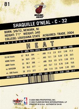 2004-05 Fleer Authentix #81 Shaquille O'Neal Back