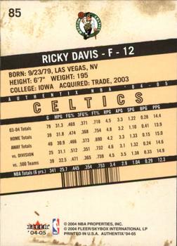 2004-05 Fleer Authentix #85 Ricky Davis Back