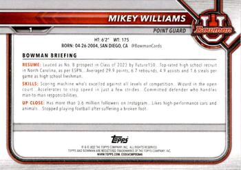 2021-22 Bowman University #1 Mikey Williams Back