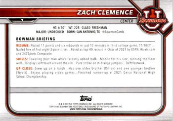 2021-22 Bowman University #7 Zach Clemence Back