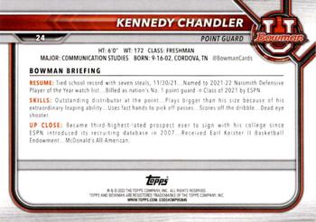 2021-22 Bowman University #24 Kennedy Chandler Back