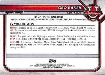 2021-22 Bowman University #31 Geo Baker Back