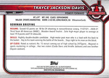 2021-22 Bowman University #40 Trayce Jackson-Davis Back