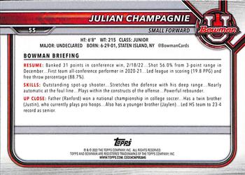 2021-22 Bowman University #55 Julian Champagnie Back