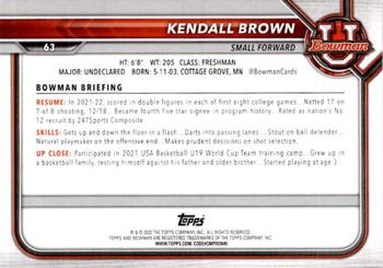 2021-22 Bowman University #63 Kendall Brown Back