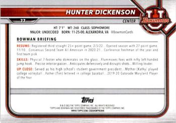 2021-22 Bowman University #77 Hunter Dickinson Back
