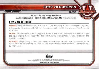 2021-22 Bowman University #89 Chet Holmgren Back