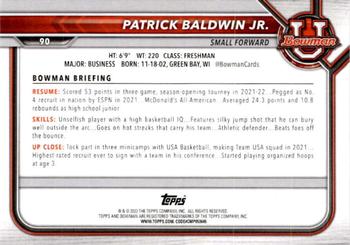 2021-22 Bowman University #90 Patrick Baldwin Jr. Back