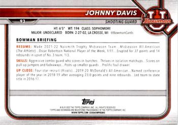 2021-22 Bowman University #93 Johnny Davis Back