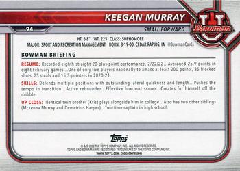 2021-22 Bowman University #94 Keegan Murray Back