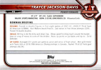 2021-22 Bowman University #98 Trayce Jackson-Davis Back