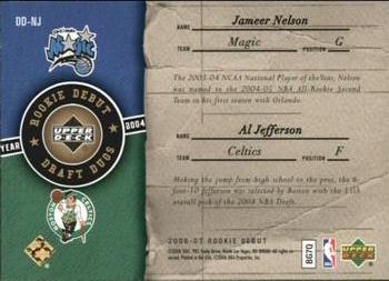2006-07 Upper Deck Rookie Debut - Draft Duos #DD-NJ Jameer Nelson / Al Jefferson Back