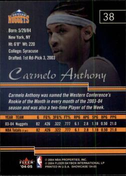 2004-05 Fleer Showcase #38 Carmelo Anthony Back