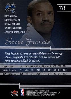 2004-05 Fleer Showcase #78 Steve Francis Back