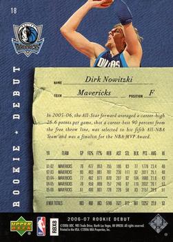2006-07 Upper Deck Rookie Debut - Platinum / Silver Spectrum #18 Dirk Nowitzki Back