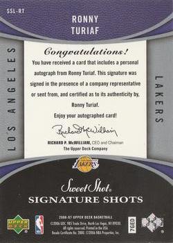 2006-07 Upper Deck Sweet Shot - Signature Shots Leather #SSL-RT Ronny Turiaf Back