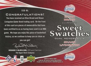 2006-07 Upper Deck Sweet Shot - Sweet Swatches Dual #SSD-BL Elton Brand / Shaun Livingston Back