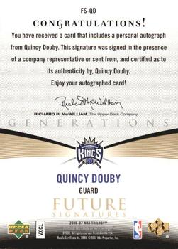 2006-07 Upper Deck Trilogy - Generations Future Signatures #FS-QD Quincy Douby Back