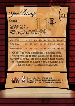 2004-05 Fleer Throwbacks #51 Yao Ming Back