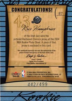 2004-05 Fleer Throwbacks #87 Kris Humphries Back