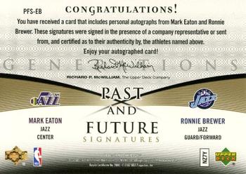2006-07 Upper Deck Trilogy - Generations Past and Future Signatures #PFS-EB Mark Eaton / Ronnie Brewer Back