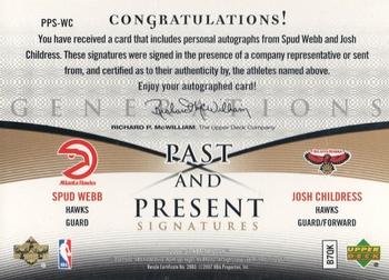 2006-07 Upper Deck Trilogy - Generations Past and Present Signatures #PPS-WC Spud Webb / Josh Childress Back