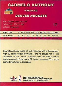 2004-05 Fleer Tradition #17 Carmelo Anthony Back