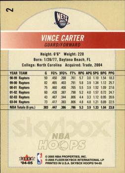 2004-05 Hoops #2 Vince Carter Back