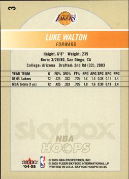 2004-05 Hoops #3 Luke Walton Back
